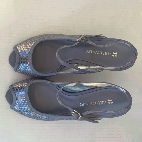 Naturalizer Silver Sequins Slingback Sandals - Picture 5 of 11